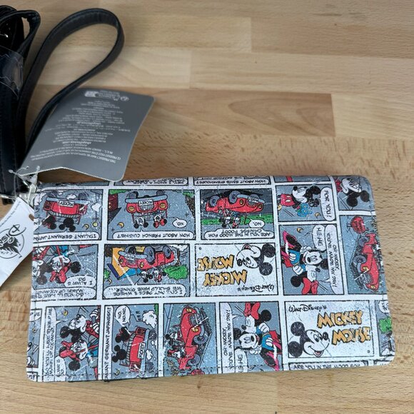 Disney Parks Mickey Mouse Comic Strip Wallet with Wristlet and Crossbody Strap - Picture 2 of 12